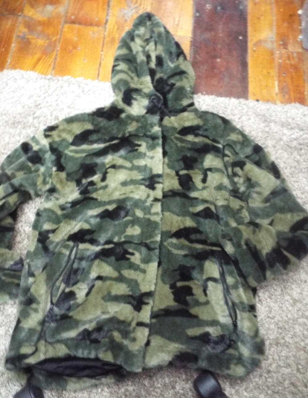 Willow Womens Camouflage Hooded Long Sleeve Full-Zip Jacket Size Small
